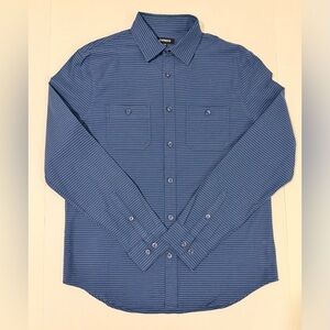 Express Men's Blue Striped Button Down Shirt